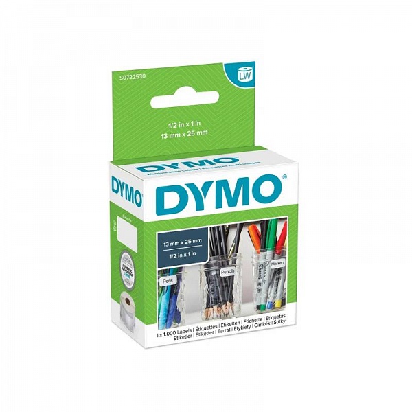 Этикетки многофункциональные для принтеров Dymo Label Writer, 25 мм x 13 мм, 1000 штук Рулон