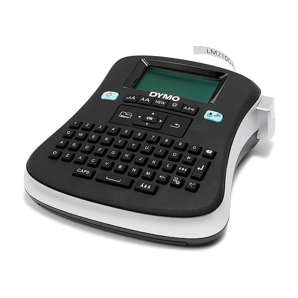 Принтер ленточный Dymo Label Manager 210D, ленты D1 шириной 6, 9, 12 мм, клавиатура латиница Черно-серебряный