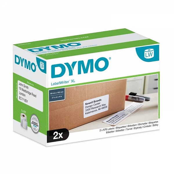 Этикетки многофункциональные для принтеров Dymo Label Writer 4XL, 102 мм x 59 мм, 575 штук 2 рулона