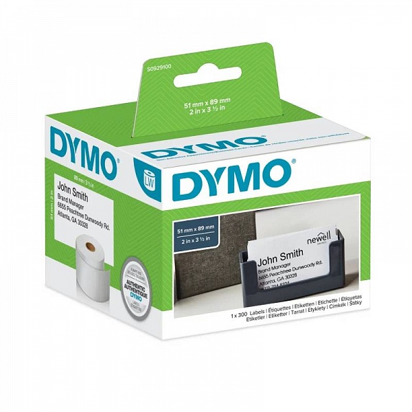 Этикетки картонные Dymo Writer для бэйджей, 89 мм x 51 мм, 300 штук Рулон