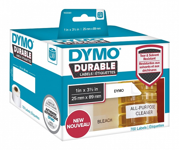Этикетки адресные для принтеров Dymo Label Writer, стойкие к разрыву, 25 мм х 89 мм, 700 штук Рулон