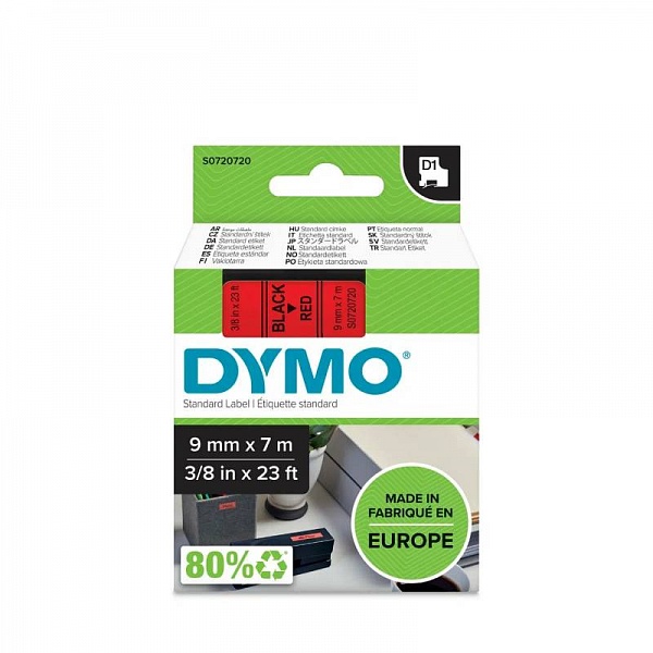 Картридж с виниловой лентой D1 для принтеров Dymo Label Manager, пластик, черный шрифт, 9 мм х 7 м Желтый