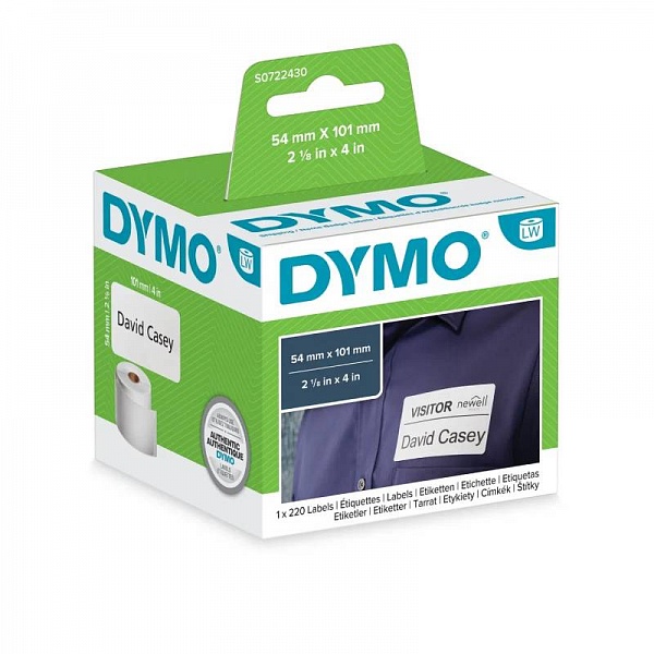 Этикетки адресные для принтеров Dymo Label Writer, белые, 101 мм х 54 мм, 220 штук Рулон